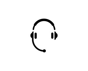 Headset icon, Support Headphone. Flat Vector Icon illustration. Simple black symbol on white background. Headset, Support Headphone sign design template for web and mobile UI element
