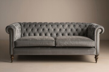 Couch featuring grey button accents