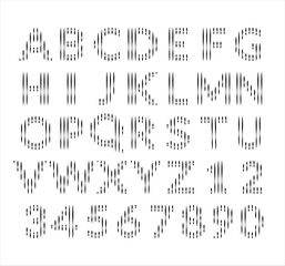 english font and number alphabet isolated on white background. vector illustration.