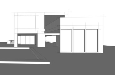 architectural drawing 3d vector illustration