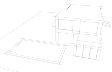 architectural drawing 3d vector illustration