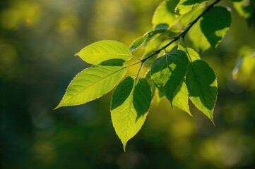 Naklejka premium Branch with Peltophorum dubium foliage
