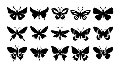 Collection of diverse butterfly silhouettes for elegant design projects and nature-inspired art