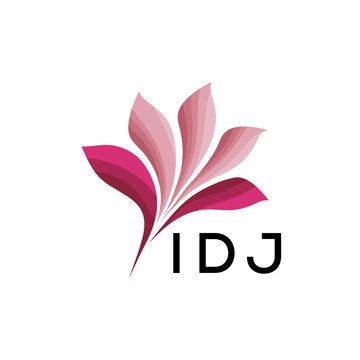 IDJ Creative Nature-Inspired Logo Concept Isolated on White, IDJ  Later Logo, Minimalist Floral Branding Illustration in Pink Shades.
