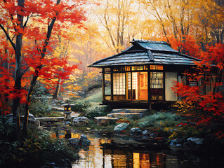 autumn, house
