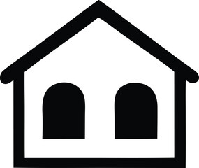 Simple outline of a house with two arched windows minimalist architectural symbol for real estate or property services