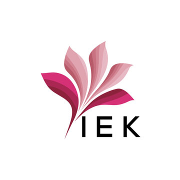 IEK Creative Nature-Inspired Logo Concept Isolated on White, IEK  Later Logo, Minimalist Floral Branding Illustration in Pink Shades.
