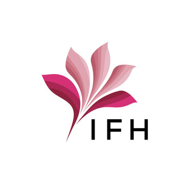 IFH Creative Nature-Inspired Logo Concept Isolated on White, IFH  Later Logo, Minimalist Floral Branding Illustration in Pink Shades.
