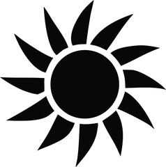 Abstract black sun symbol with radiant rays symbolizing energy and power minimalist design