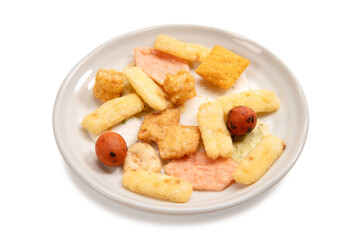 日本の駄菓子、おかきの盛り合わせ