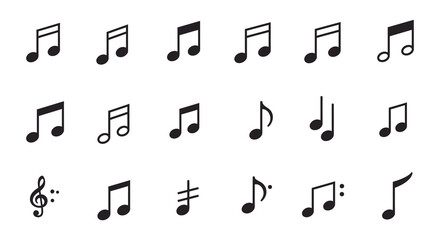 Assorted musical notes and symbols create a rhythmic visual experience silhouette