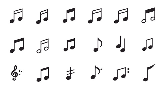 Assorted musical notes and symbols create a rhythmic visual experience silhouette