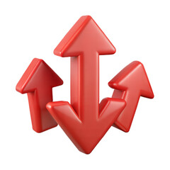 Four bold red arrows pointing up down and sideways symbolizing direction choice options