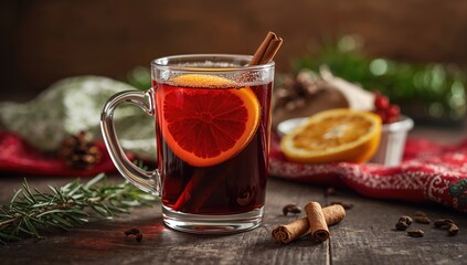 Classic spiced hot wine in a glass