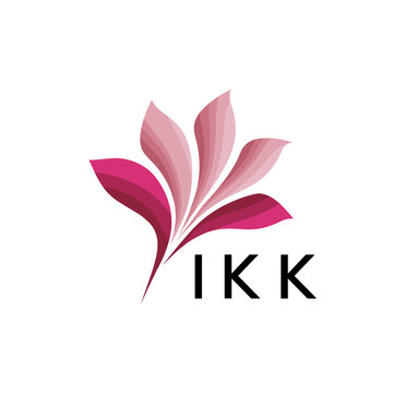 IKK Creative Nature-Inspired Logo Concept Isolated on White, IKK  Later Logo, Minimalist Floral Branding Illustration in Pink Shades.
