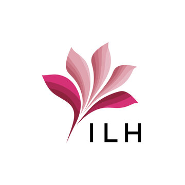 ILH Creative Nature-Inspired Logo Concept Isolated on White, ILH  Later Logo, Minimalist Floral Branding Illustration in Pink Shades.
