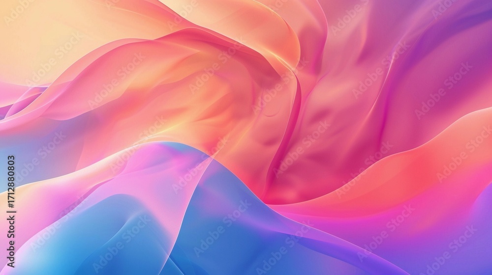 Poster colorful abstract waves blend together creating a harmonious flow of vibrant hues that evoke a sense