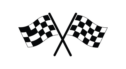 Two checkered racing flags crossed symbolizing victory and competition