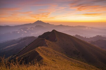 Peaceful dawn at a mountain peak