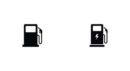 Simple black and white icons depicting two gas station fuel pumps