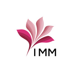 Obraz premium IMM Creative Nature-Inspired Logo Concept Isolated on White, IMM Later Logo, Minimalist Floral Branding Illustration in Pink Shades. 