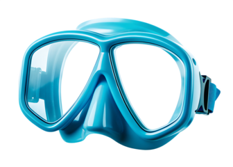 Bright blue snorkeling mask isolated on a transparent background diving mask underwater mask