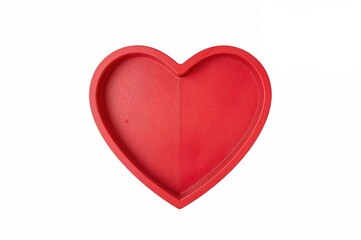 Obraz premium Wooden heart-shaped tray on a plain white surface