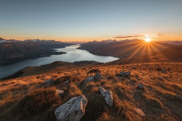 The challenging but incredibly fulfilling trek to Roy's Peak offers breathtaking sunset views over a serene lake.