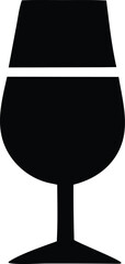 Elegant silhouette of a stemmed wine glass empty clear and ready for use or artistic representation of drinking