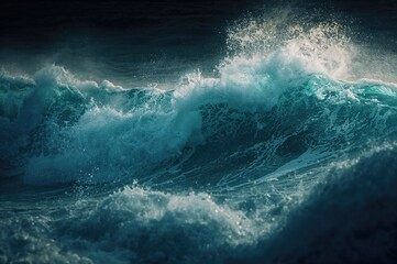 Choppy sea with crashing waves and water spray
