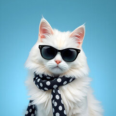 cat wearing a scarf and sunglasses 