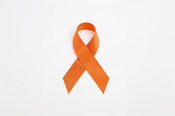 White backdrop with an orange ribbon