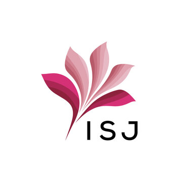 ISJ Creative Nature-Inspired Logo Concept Isolated on White, ISJ Later Logo, Minimalist Floral Branding Illustration in Pink Shades.
