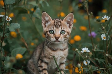 A small silver-spotted Bengal kitten on the prowl
