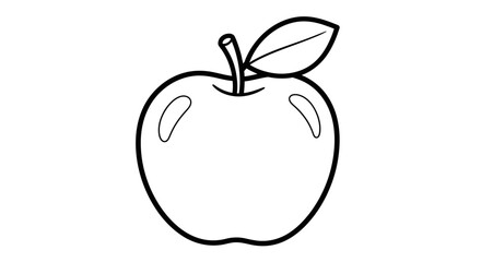 Simple Fresh Apple Fruit with a Leaf on Isolated White Background