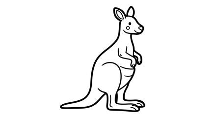 Friendly Cartoon Kangaroo Standing Upright on Isolated White Background