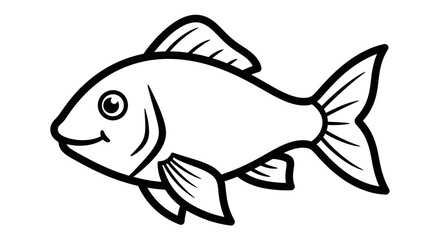 Friendly Cartoon Fish Smiling Happily on Isolated White Background