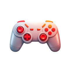A 3d rendered video game controller with red buttons isolated on transparent background