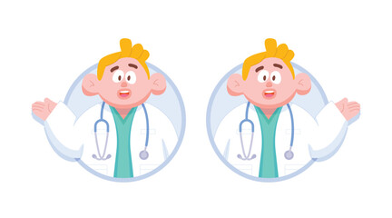 Obraz premium A man doctor's advice in circle pop up 01 illustration vector design. Dental care concept.