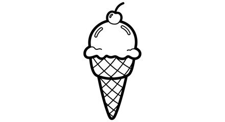 Delicious Ice Cream Cone with Cherry Topping on Isolated White Background