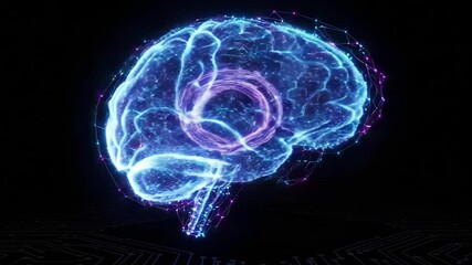 4k video futuristic digital brain network - Powered by Adobe