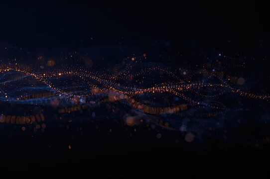 Conceptual illustration of data handling using next-gen wireless tech with vibrant light streaks on a dark background.