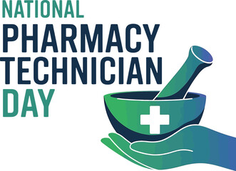 National Pharmacy Technician Day with mortar and pestle and cross healthcare