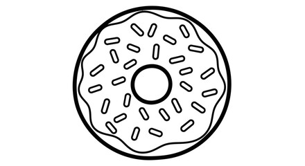Obraz premium A simple line drawing of a donut, decorated with sprinkles.