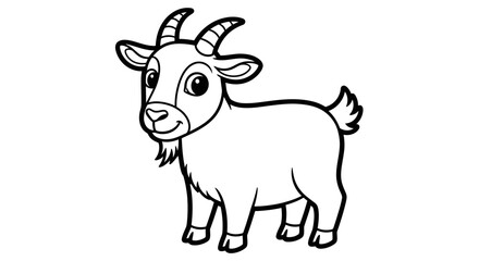 Cheerful Cartoon Baby Goat Standing, Cute Farm Animal for Kids on Isolated White Background.