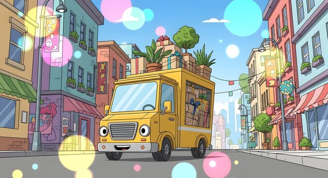 Stylized Cartoon Whisk with Yellow Handle, Isolated on White Background