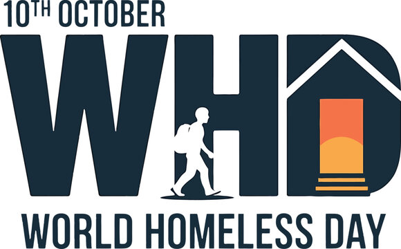 World Homeless Day October 10 Illustration With House Symbol And Person Walking homelessness housing