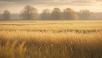 Sunlit yellow grassland against a natural backdrop