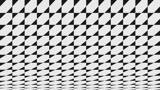 Abstract modern composition in brutalism style, Postmodern geometric ornament with simple shapes in black and white colors, transition and stretching of hexagon, Minimal halftone hex retro pattern