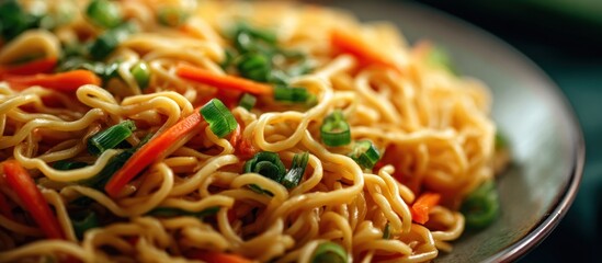 Delicious Asian Noodles with Carrots and Green Onions